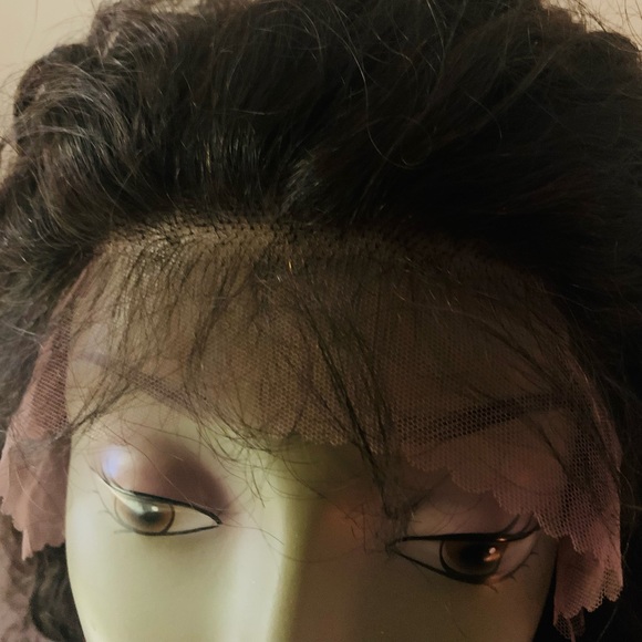 100 Human Hair Black Curly Lace Front Wig - Picture 8 of 13